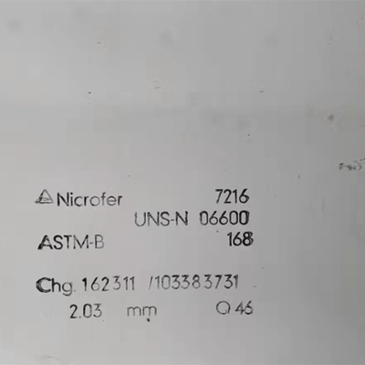 Alloy ASTM B166 Nickel Inconel 600 Plate / Hastelloy 600 Sheet