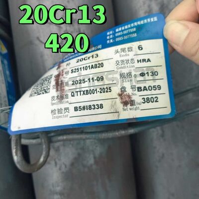 High Carbon EN 1.4021 / DIN X20Cr13 / AISI 420 Stainless Steel Round Bar Hot Rolled Black Surface