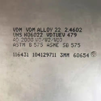 ASTM B575 ASME SB575 UNS N06022 Alloy Steel Hastelloy C22 Plate Alloy 22 Plate