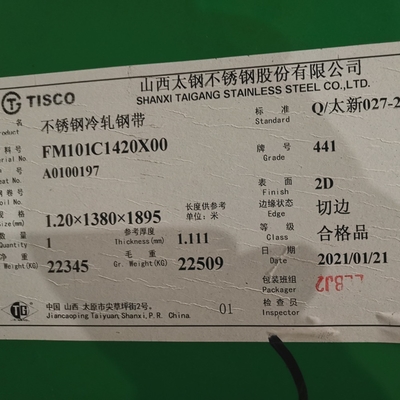 1.4509 Stainless Steel Sheet  441 Grades 2D Finish Inox Sheet