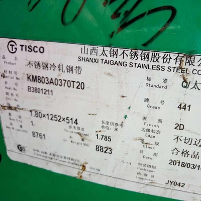 Type 441 2D Polished Stainless Steel Sheet Metal 1.4509 X2CrTiNb18  Material Properties 3.0*1260*2440mm