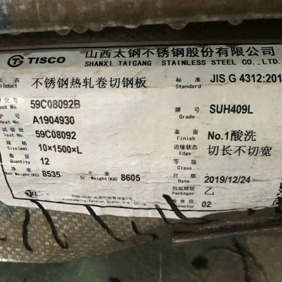 SUH409L UNS S40910 Hot Rolled Stainless Steel Plate 1D Finished 3.5mm 409L
