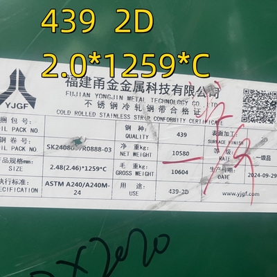 ASTM A240/A240M INOX 439 Metal Cold Rolled Stainless Steel Sheet SUS439  1.4510 2.5*1219mm