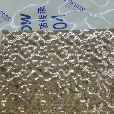 SUS304 Water Ripple Steel Sheet Gold Middle Big Pattern 0.8*1220x2440mm