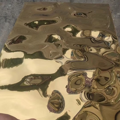 SUS304 Water Ripple Steel Sheet Gold Middle Big Pattern 0.8*1220x2440mm