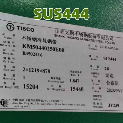 ASTM A240 AISI 444  SUS444 Inox Sheet 2B  2mm*1219*2120mm Stainless Steel Sheet