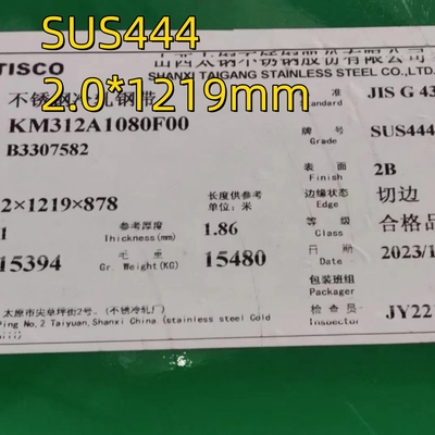 ASTM A240 AISI 444  SUS444 Inox Sheet 2B  2mm*1219*2120mm Stainless Steel Sheet