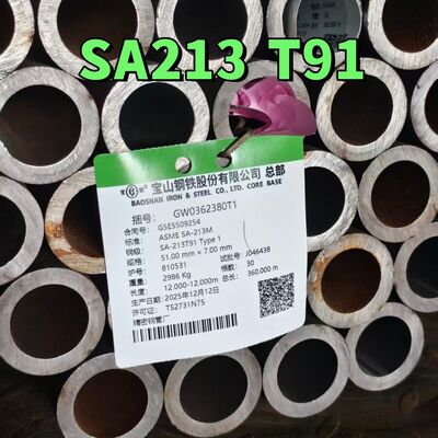 ASTM A213 T91 Seamless Cold Drawn Rolled Alloy Steel Pipe 51*7MM  For High Temperature Bolier