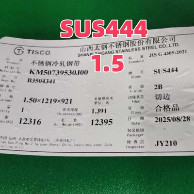 Cold Rolled Aisi 444 SUS444 B444Ti 00Cr18Mo2  Stainless Steel Strip Coil