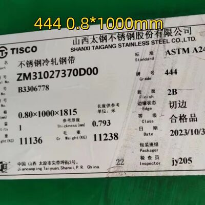 444 Stainless Steel Sheet 18Cr-2Mo Ferritic Cold Rolled  SUS444 Plate 0.3-3.0mm 2B Finish