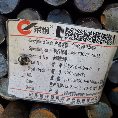 Gearing Steel 20crmnti 8mm Alloy Steel Rod Shafts Heat Treatment