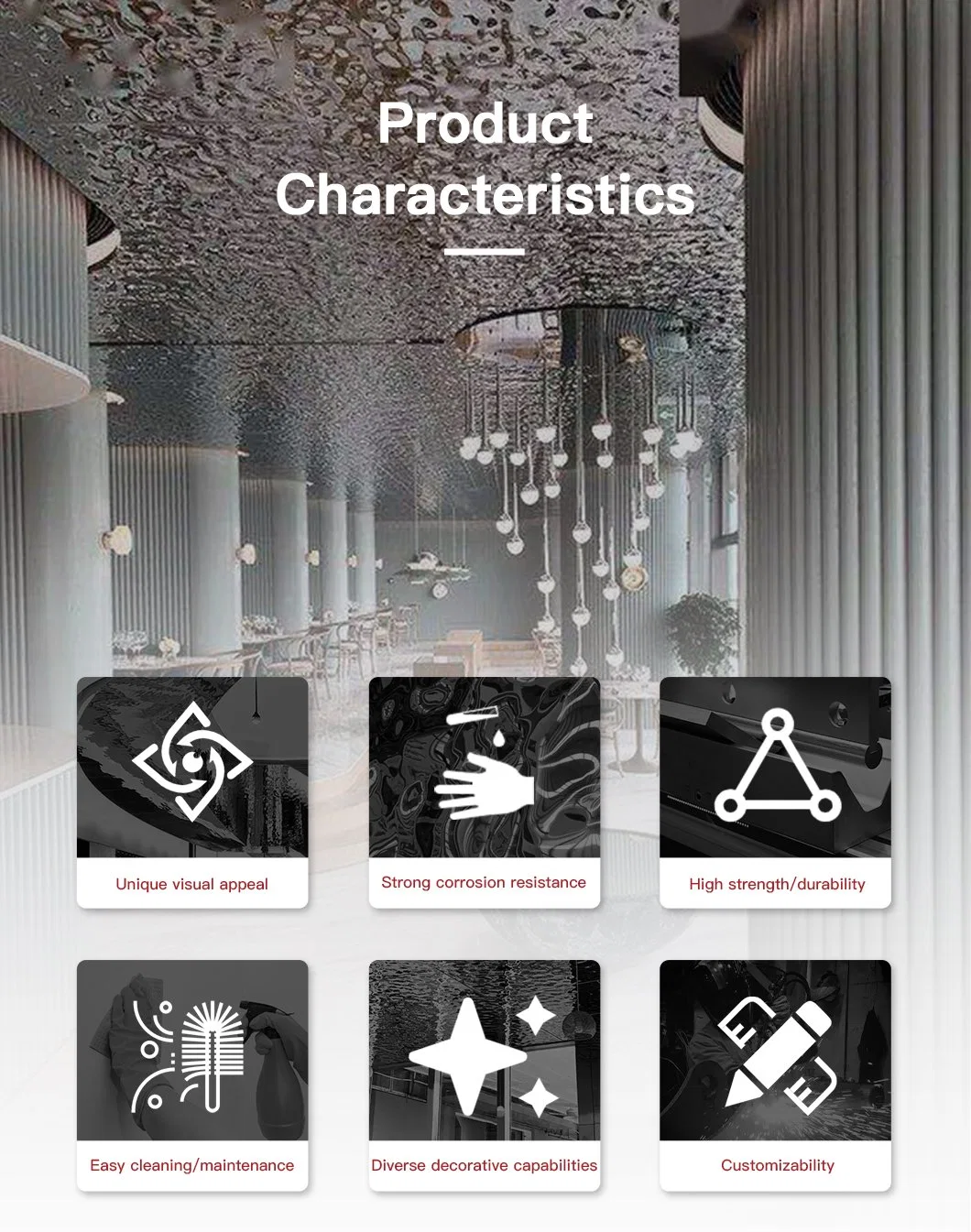 304 201 Stainless Steel Water Ripples For Wall And Ceiling Decoration 5