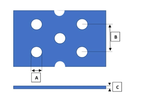 Perforated Plate Stainless Steel SUS316L 1.5MM THK X HOLE Ø2MM X PITCH 3MM X L1219MM X 2438MM 0