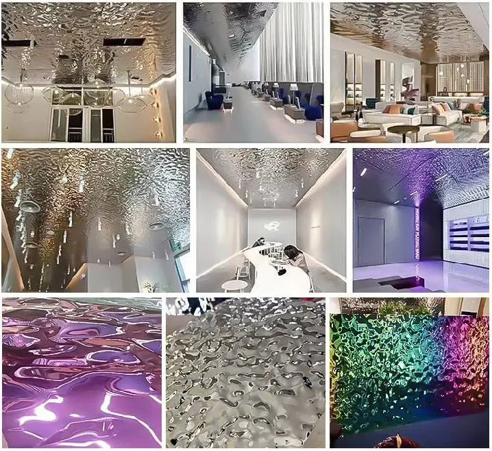 Metal 304 201 Stainless Steel Water Ripple Sheet Wall Metal Decorative Panel 0.6*1219*2438mm 5