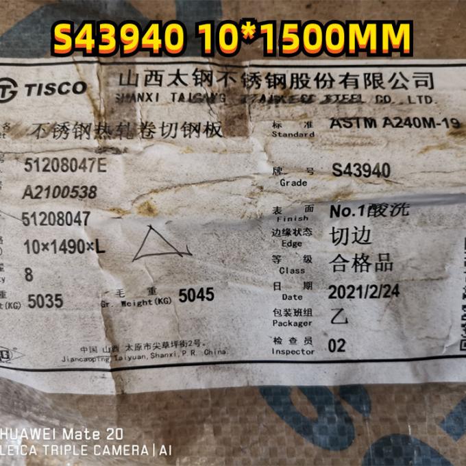 SUS439 Stainless Steel Plate S43940 DIN1.4510 Size 5x20Ft 5mm Surface 1